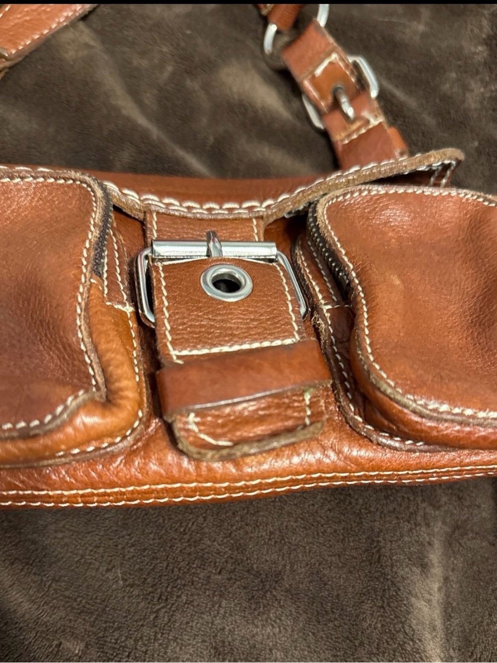 Roots Chestnut Leather Shoulder Bag with Cream Interior -EMILY SMALL SATCHEL - Picture 5 of 12